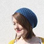 Knitted Beret Hat In Cerulean: Ready To Ship