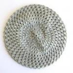 Knitted Beret Hat In Grey, Honeycomb Texture:..