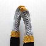 Knitted Bed Socks, 100% Merino Wool Mustard And..