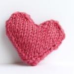 Heart Pin Brooch Knitted In Bubblegum Pink