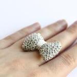 Bow Ring Knitted In Silver: Ready To Ship