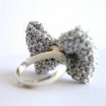 Bow Ring Knitted In Silver: Ready To Ship