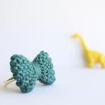 Bow Ring Knitted In Turquoise, Cerulean: Ready To..