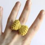 Bow Ring Knitted In Chartreuse: Ready To Ship